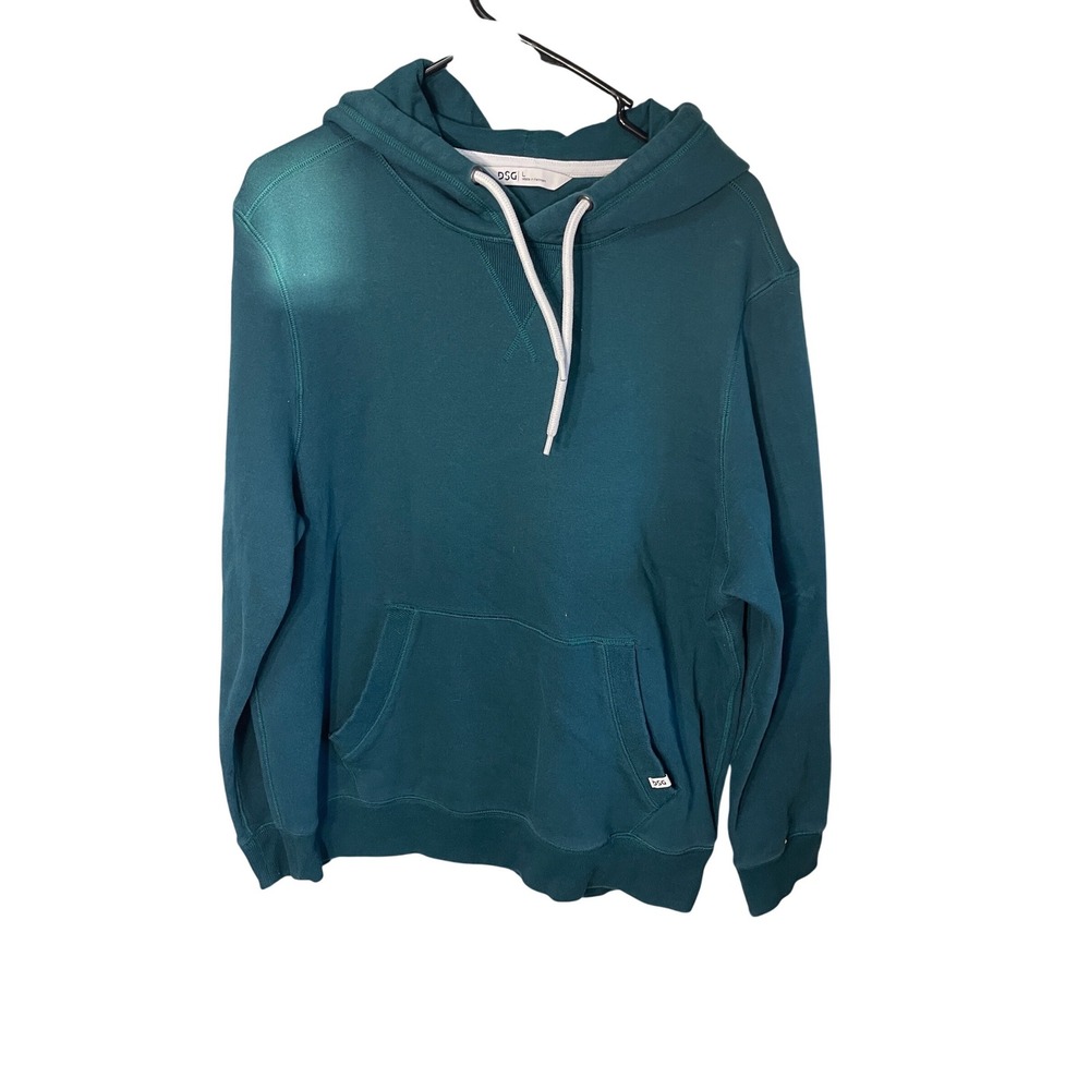 DSG Mens Pullover Hoodie‎ Teal Green Hooded Sweatshirt Size Large Athletic Fit